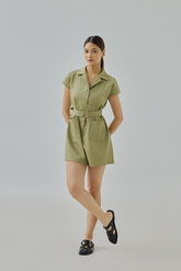 Daniela Belted Sculpted Shirt Romper